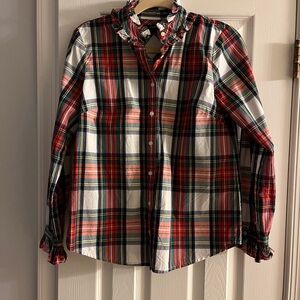 J. Crew Women's Plaid Button Down Shirt - Red, Blue, White